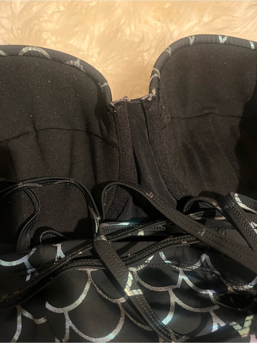 torrid Black Iridescent Mermaid-Scale One-Piece Swim - Picture 6 of 7